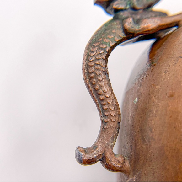 Antique Japanese Bronze Meiji Era Floral Vase/Urn with Dragon Handles Bud Vase - Picture 8 of 13